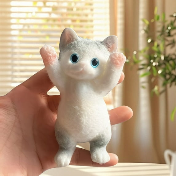 XEOVHV Big Taba Squishy Cat, Fluffy Sticky Soft Realistic Fufu Cat,Stress Relieving Cute Large Cat Toys for Family or Friend(Crown Pink Cat)