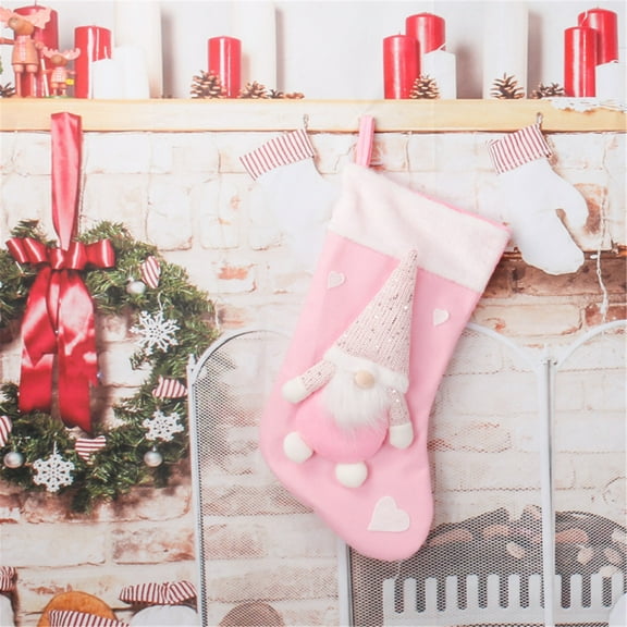 XEOVHV Christmas Stocking Decorations, Family Plush Gnomes Christmas Stockings, Santa Doll Heart Star Xmas Stocking Christmas Decor, Kids Candy Gift Bag, Christmas Tree Decorations