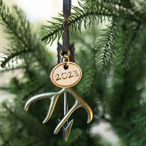 XEOVHV Clearance 2023 Deer Antler Christmas Tree Ornaments,Rustic Holiday Decoration for Hunters