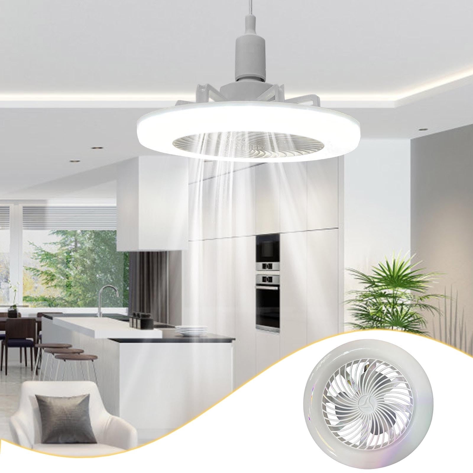 XEOVHV Clearance Ceiling Fans with Lights and Remote, 30W Universal Head Screw Mouth Fan Light, Remote Control Household Fan Light Ceiling Fan,Household Silent Electric Fan