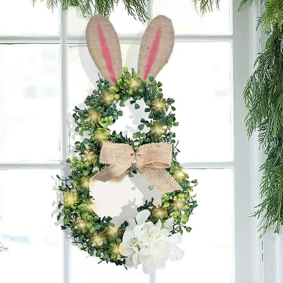 XEOVHV Clearance Easter Wreath For Front Door, Bunny-Shaped With LED Wreath Wreath Hydrangea Easter Spring Easter Decoration Door Wreath Front Door Wall Window Home Decor