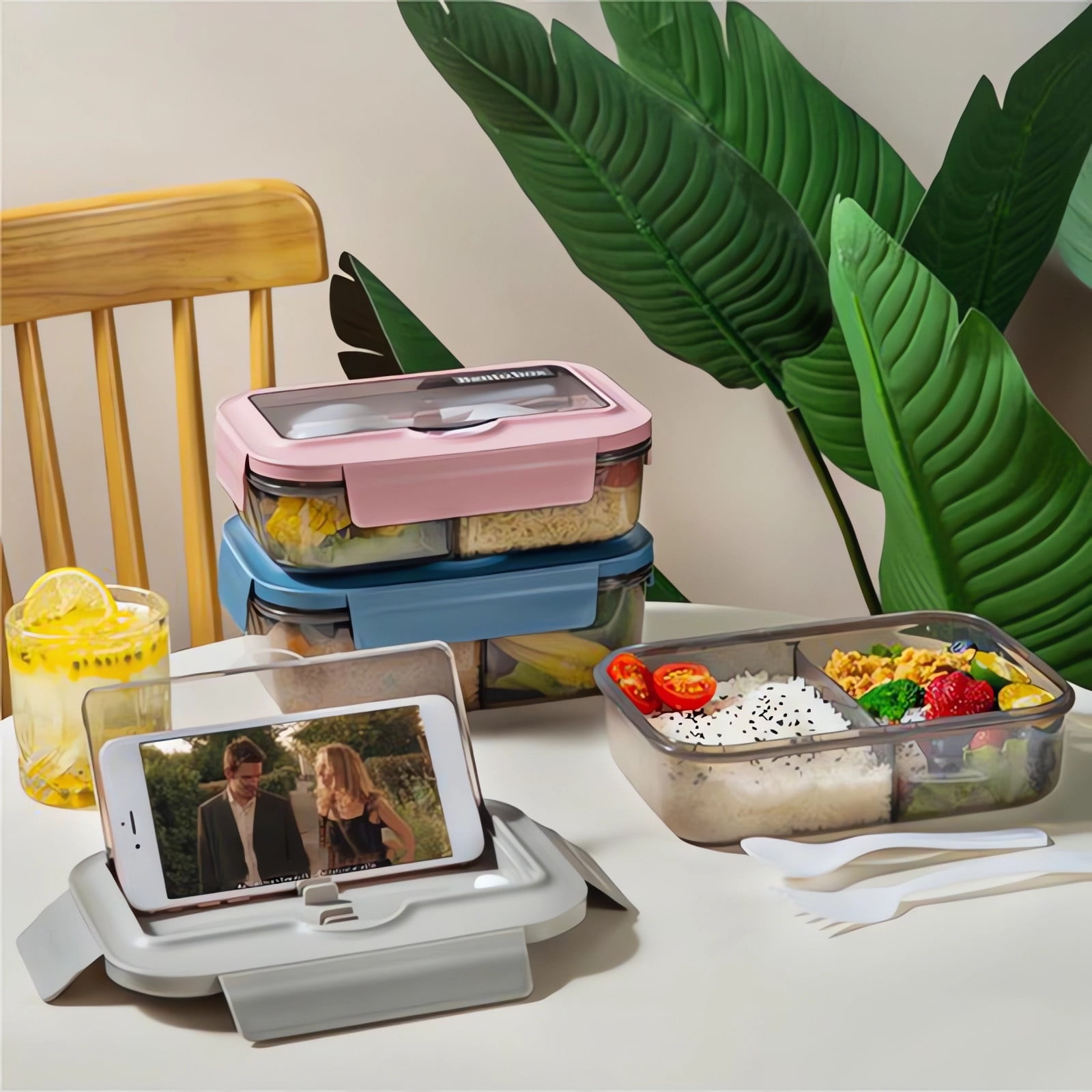 XEOVHV Clearance Glass Meal Prep Containers 2 Compartment with Lids