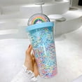 thumbnail image 1 of XEOVHV Clearance Rainbow LED Light Up Rainbow Cup with Straw - 18.6oz Tumbler with Lights, Lid, and Straw | Glow Party, LED Party Favors & Light Up Accessories, 1 of 8