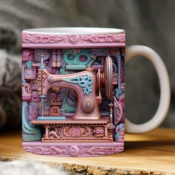 XEOVHV Clearance Sewing 3D Mug 11oz,Sewing Gifts for Women, Quilting Gifts, Sewing Gifts for Quilters, Quilting Gifts for Quilters, Sewing Machine Cup, Gifts for People Who Like To Sew