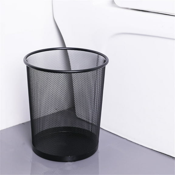 XEOVHV Clearance Small Cylinder Trash Can for Home or Office, 6 Gallon Mesh Round Bins, Lightweight, Steel Wastebasket Set for Garbage or Recycle, Black