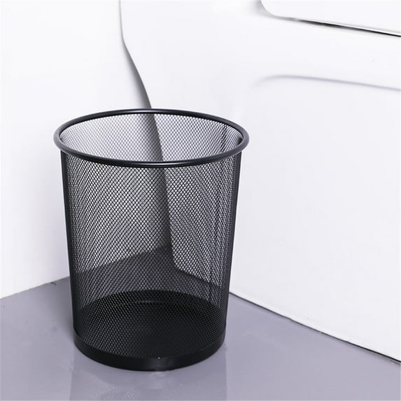 XEOVHV Clearance Small Cylinder Trash Can for Home or Office, 6 Gallon Mesh Round Bins, Lightweight, Steel Wastebasket Set for Garbage or Recycle, Black