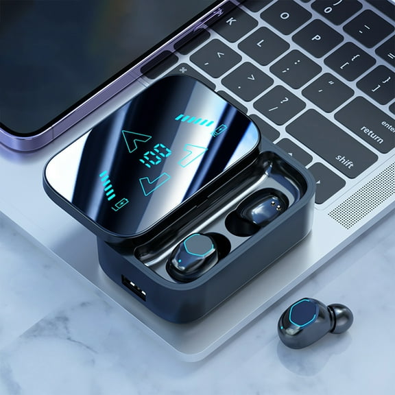 XEOVHV Clearance Wireless Bluetooth,Headset 5.3 In Ear LED Display Power HI-FI Noise Reduction Low Delay High-definition Call Office And Sports
