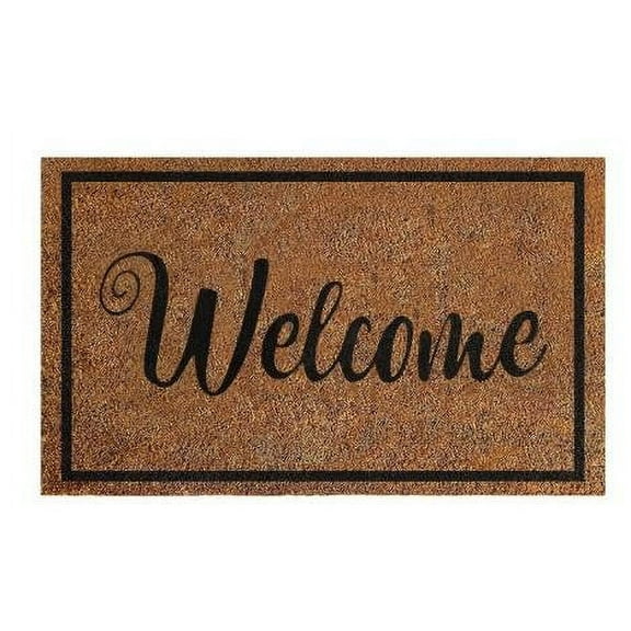 XEOVHV Coco Coir Door Mat with Heavy Duty Backing, Welcome Doormat (16" x 24"), Doormat Entrance, Easy to Clean Entry Mat for Front Porch (Cursive Welcome)