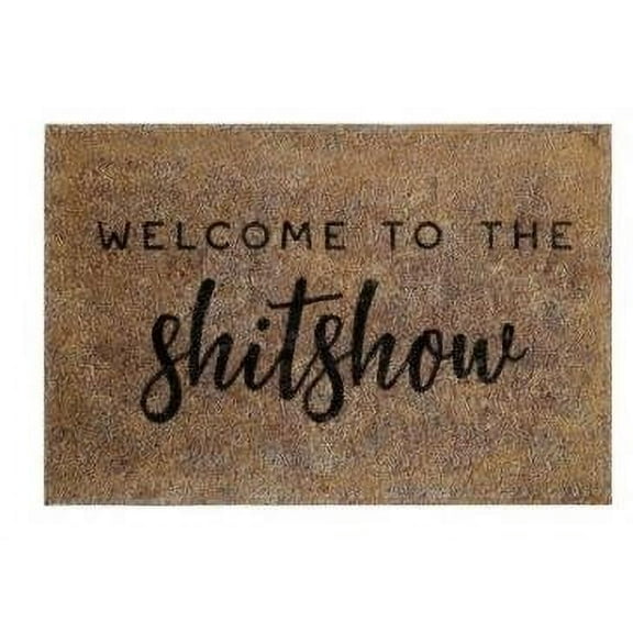 XEOVHV Coco Coir Door Mat with Heavy Duty Backing, Welcome Doormat (16" x 24"), Doormat Entrance, Easy to Clean Entry Mat for Front Porch (Welcome to me shitshow)