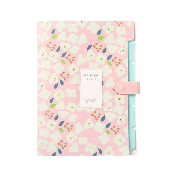 XEOVHV Cute Expanding File Folder with 1120 Labels Notes Floral Printed File Folders A4 Letter Paper Folder 6 Pockets Document Organizer Pink File Organizer for School Office Women Gift