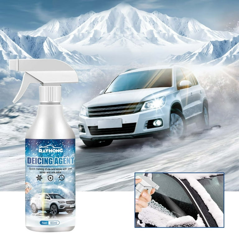 Ice-Off Windshield Spray 60ml Powerful Snow And Frost Remover Windshield  Cleaning For Rearview Lock Holes Headlights Glass