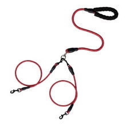 XEOVHV Double Dogs Leash - Removable Main Lead Rope with Splitter, No Tangle 2 Dog Coupler, Reflective No Pull Bungee, 3 Handle, D-Ring, Extra Long for Walk Train Medium Large Two Pet (Red)