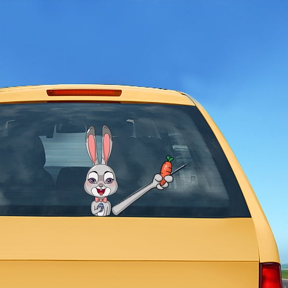 XEOVHV Easter Bunny WiperTag with Decal, Easter Rabbit With Carrot Wiper Stickers, WiperTag with Decal for Rear Vehicle Wiper Blade