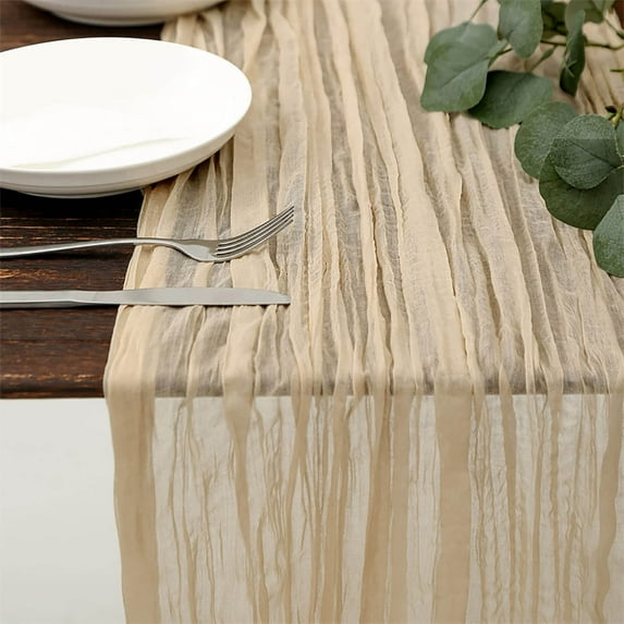 XEOVHV Fall Table Runner, Thanksgiving Terracotta Cheesecloth Table Runner, Gauze Rustic Burnt Beige Cheese Cloth Table Runner 35x71 Inches for Fall Thanksgiving Events Decor