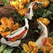 XEOVHV Fish in The Garden, Ceramic Garden Koi, Garden Koi Resin Crafts, Koi Fish Statue Outdoor, Sculpture for Outdoor Garden Lawn Pond Ornament (3 Pcs White)