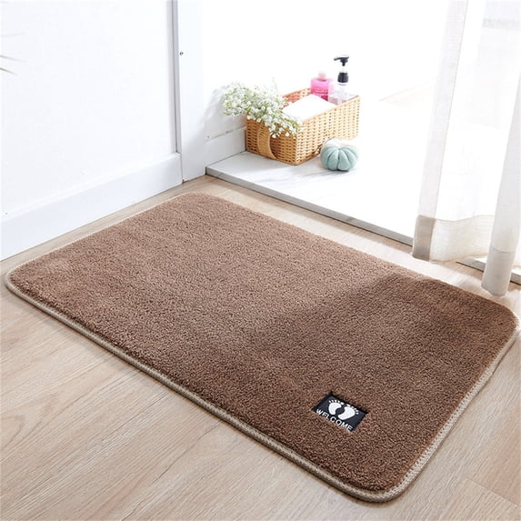 XEOVHV Fluffy Bathroom Rug Mat 24x16, Absorbent Thick Non Slip Microfiber Mats, Quick Dry Machine Washable Bath Rug for Bathroom Floor, Bathtub and Shower,Khaki