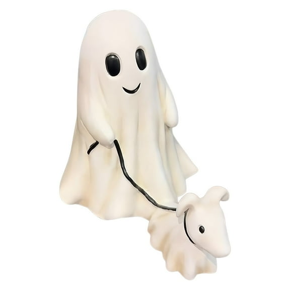 XEOVHV Ghost Walking Dog Statue Decor, Cutest Halloween Spooky Ghost Dog Resin Figurine, Perfect for Home Front Porch Decor and Outdoor Garden Tabletop Sculpture Decoration，9.8 inches