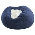 thumbnail image 1 of XEOVHV Giant Fur Bean Bag Chair Cover for Kids Adults, Living Room Furniture Big Round Soft Fluffy Faux Fur Beanbag Lazy Sofa Bed Cover(Cover only, No Filler, Navy, 5FT), 1 of 3