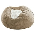 thumbnail image 1 of XEOVHV Giant Fur Bean Bag Chair Cover for Kids Adults, Living Room Furniture Big Round Soft Fluffy Faux Fur Beanbag Lazy Sofa Bed Cover(Cover only, No Filler, Khaki, 5FT), 1 of 4