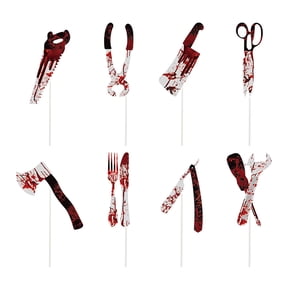 XEOVHV Halloween Cupcake Toppers, Halloween Cake Decorations, Glitter Horror Blood Knife Cupcake Toppers, Bloody Knife Cupcake Picks for Have a Killer Birthday, Horror Movie