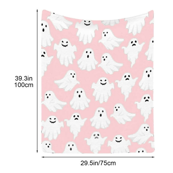 XEOVHV Halloween Ghost Blanket, Double Sided Ghost Fleece Throw Blanket 30*40 Inches Lightweight Cozy Soft Warm Blanket for Home, Camping, and Halloween (A)