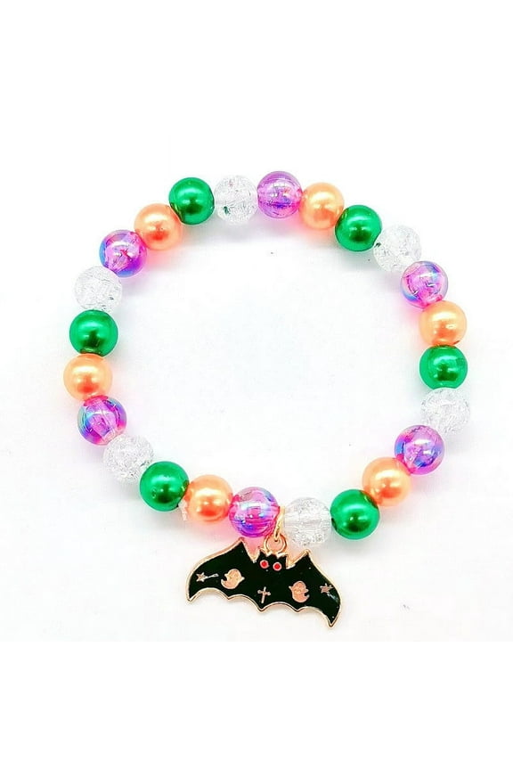 Halloween Handmade Beaded Bracelets,Halloween Hand Beaded Hand Decorated Pumpkin Halloween Orange Bracelet