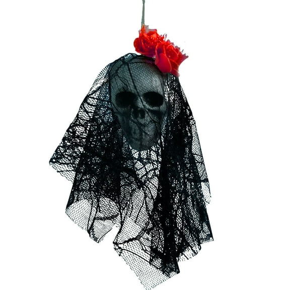 XEOVHV Halloween Hanging Ghost Head,Hanging Skeleton Head, Halloween Party Decoration, Hanging Skull Horror Ghost for Haunted House Entrance Decoration, Patio Lawn Garden Indoor/Outdoor Decor (14In)