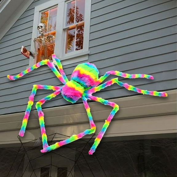 XEOVHV Halloween Outdoor Decorations Hairy Spider, 29 Inches Large Color Spider, Scary Spider with Red Eyes, Indoor Outdoor Halloween Decorations for Costume Party Garden Yard Haunted House Porch