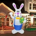 thumbnail image 1 of XEOVHV Happy Easter Inflatable Bunny Rabbit, Sitting Holding a Streamer Pre-Lit LED Lights Outdoor Indoor Holiday Blow up Lighted Yard Lawn Home Family Outside Decor Party Decoration, 1 of 6