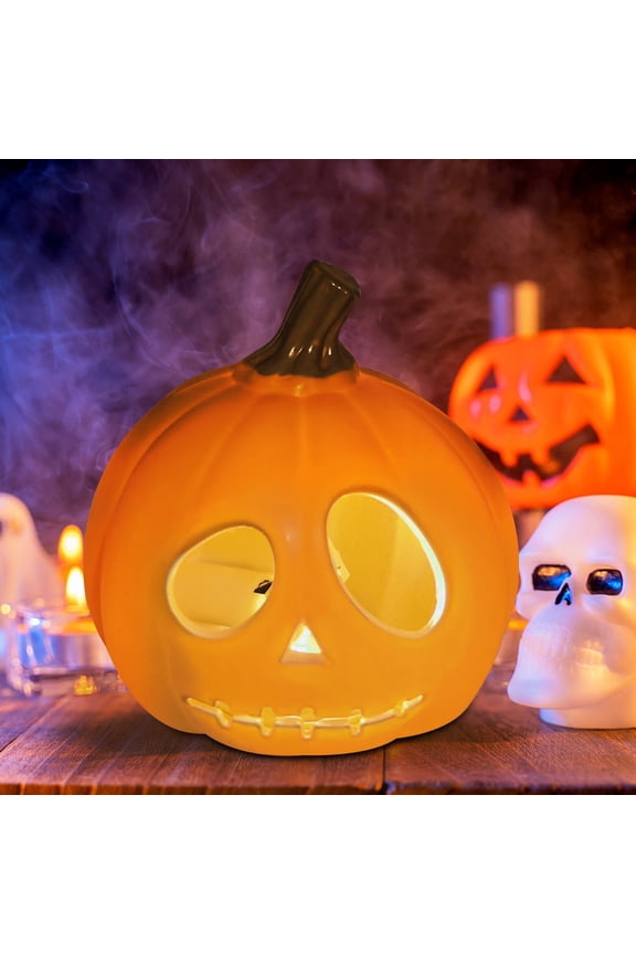 Light up Mini Jack O Lantern Halloween Pumpkin Lantern 5.25 Inch Pumpkins for Decorating Pumpkin Props with LED Lights for Desk Table Decor Garden Indoor Outdoor Decorations (Ugly Face)