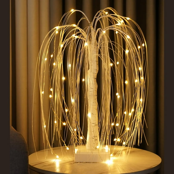 XEOVHV Light up Tree Decor Indoor, 60 LED 19.7Inch RGB Lighted Tree Tabletop Lamp, Small White Willow Tree with Lights for Birthday Thanksgiving Wedding Party Home Decoration