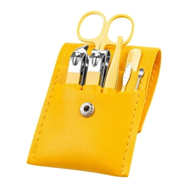 XEOVHV Manicure Set Nail Clippers Pedicure Kit, 7 Pieces Stainless Steel Manicure Kit, Professional Grooming Kits, Nail Care Tools with Storage Bag, Yellow