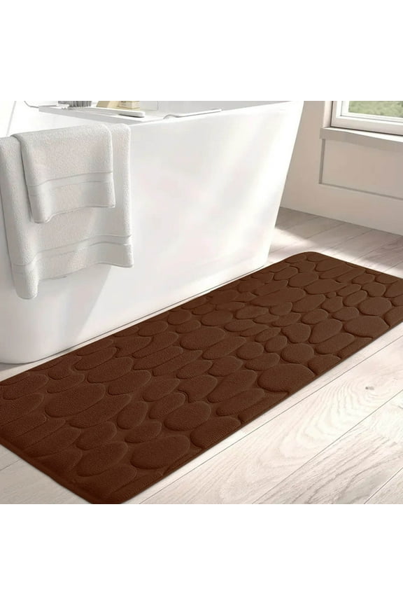 Memory Foam Bathroom Rug, Cobblestone Bathroom Runner Rugs Super Water Absorbent Bath Mats for Bathroom Machine Washable Bath Rugs Runner for Hallway Bedroom Laundry Room(20 x 47in,Coffee)