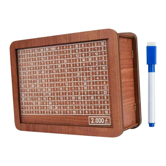 XEOVHV Money Saving Box, Wooden Money Box with Money Target and Numbers, Cash Vault Wooden Savings Box, Wooden Cash Saver Money Box, Piggy Bank for Adults(£2,000)