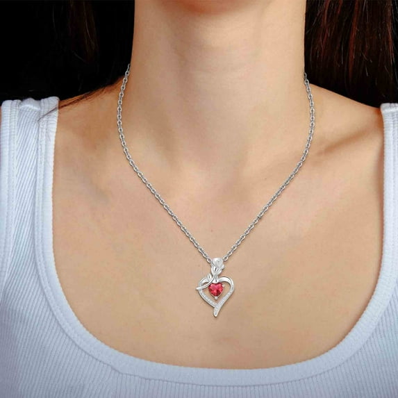 XEOVHV Mother's Birthday Gift I Love You Mom S925 Sterling Silver Heart Pendant Necklace, Micro Inlaid Pendant Heart Shaped Two-tone Necklace(C)