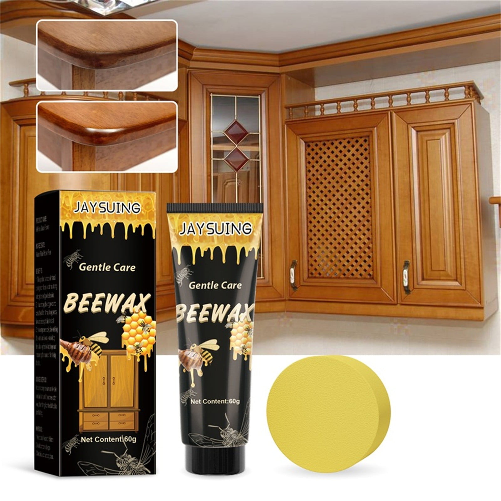 XEOVHV Natural Beeswax Solid Wax, Beeswax Solid Wax Cleaner, Beeswax