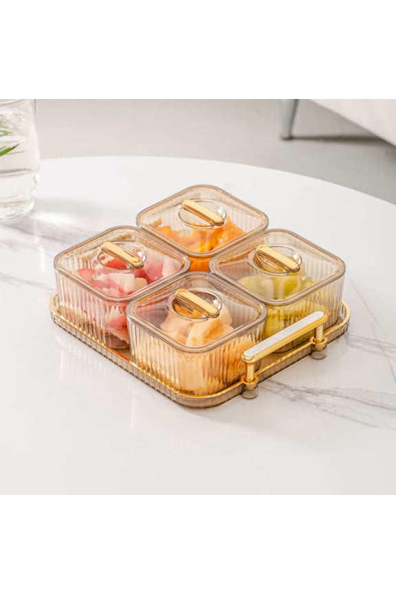Nut and Candy Serving Tray,Divided Snack Serving Bowls, Plastic Compartment Appetizer Food Display Dish Platter with Lid Tray and Handle for Fruit Dessert Appetizer Nuts Snacks Candy Chip Dip