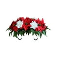 thumbnail image 1 of XEOVHV Red and White Poinsettia with Pine Cones Christmas Cemetery Headstone Flower Saddle Arrangement for Grave Decoration, Sympathy, Grave Decoration, 1 of 6