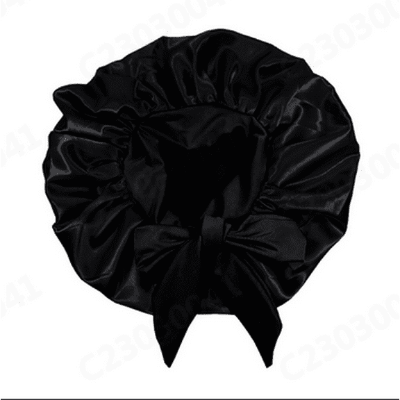 XEOVHV Reusable Shower Cap for Women, Large Waterproof Shower Bonnet Washable Elastic Band Bath Hair Hat for Long Hair, Braids(Black)