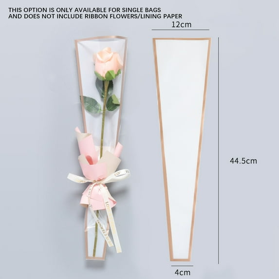 XEOVHV Single Flower Sleeves, For Bouquets Plastic Rose Sleeve Cellophane Bags,Valentines Day Wrapping Paper,Valentine Day Flower Sleeve Bag Bouquet Rose Bag