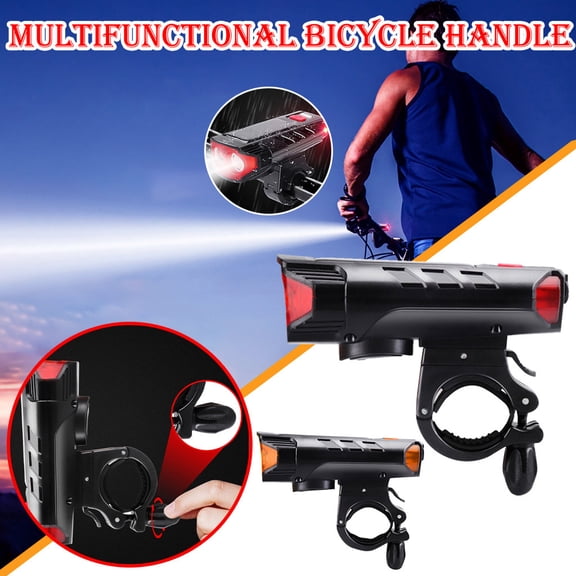 XEOVHV Solar Powered USB Rechargeable LED Bicycle Headlight Bike Light Lamp + Horn Save on promotional products