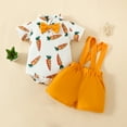 thumbnail image 1 of XEOVHV Summer Easter Baby Boys Gentleman Bow Tie Shirt Bodysuit Bib Shorts Carrot Print Shirt Shorts Easter Boys Suit 3-18 Months, 1 of 9