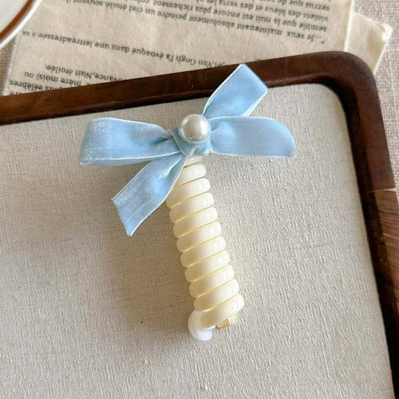 XEOVHV Telephone Wire Hair Bands,Spiral Coil Ponytail Clip for Women Girls, Bow Waterproof Phone Cord Hair Curls Hair Accessories for Women and Girls Coiled Hair Accessories