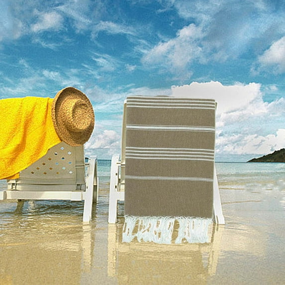 XEOVHV Turkish Beach Towels, Oversized, Quick Dry, Sand Free | 100% Cotton, Large 36x71 Towels for Beach, Pool, Travel | Ultra-Soft, Compact, and Absorbent,Brown