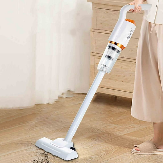 XEOVHV Vacuum Cleaner, High Power Household Vacuum Cleaner, Hand or Push Rod 2 Modes with 2 Brush Heads Easy to Carry and Store for Cleane Floors, Carpets, Pet Hair(White)