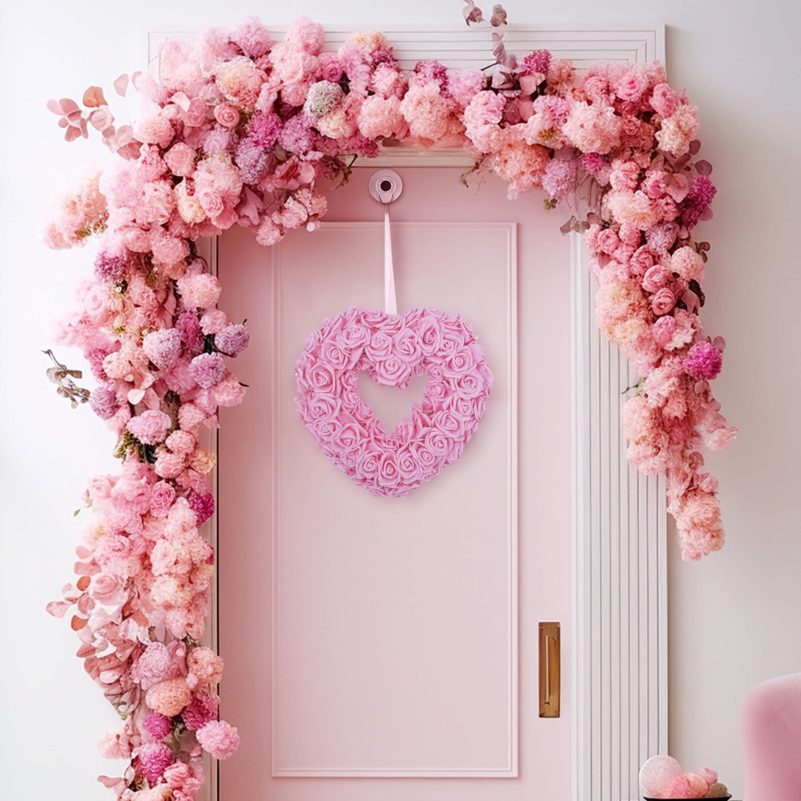 XEOVHV Valentine's Day Love Garland Door Wedding,Heart Shaped Wreath ,Artificial Garland Door