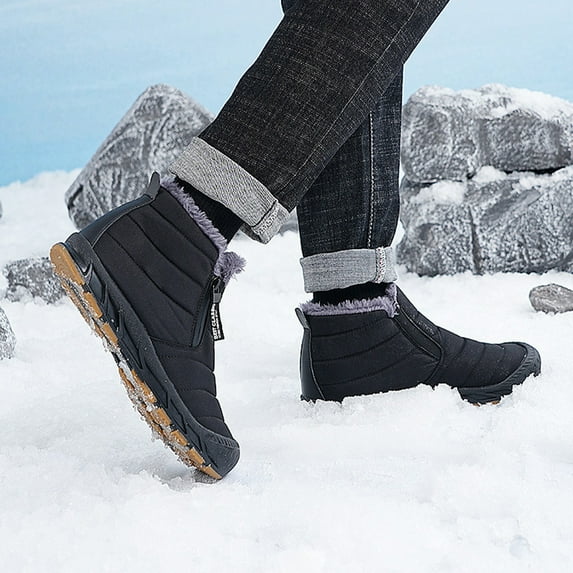 XEOVHV Warm Cotton Shoes,Men's Snow Boots Lightweight Waterproof Winter Boots Fluff Lined Non-slip Cold Weather Shoes