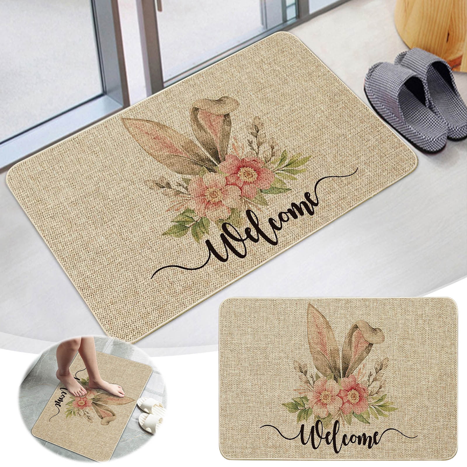 XEOVHV Easter Rabbits Decorative Doormat 16 x 24 Inch, NonSlip