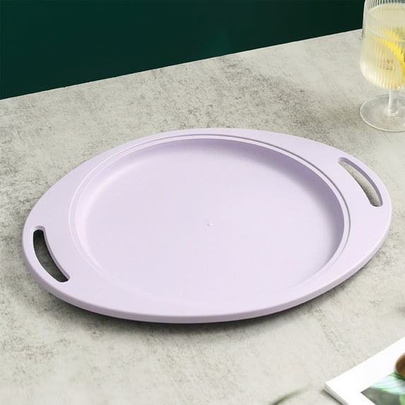 XEOVHV Wheat straw Dinner Plates Round Steak Pasta Platter Appetizer Charcuterie Serving Dish Fruit Dessert Salad Tray with Handle for Home Restaurant