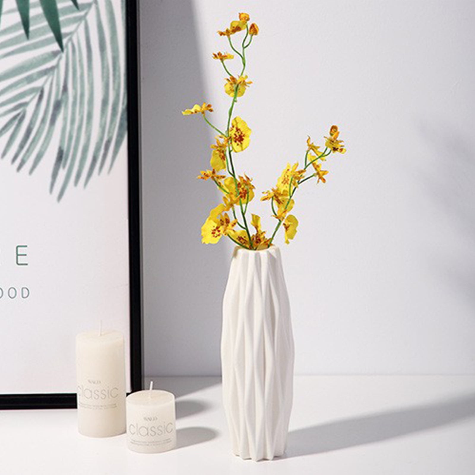 XEOVHV White Ceramic Vase for Home Decor, 8 Inch Vase for Flowers ...